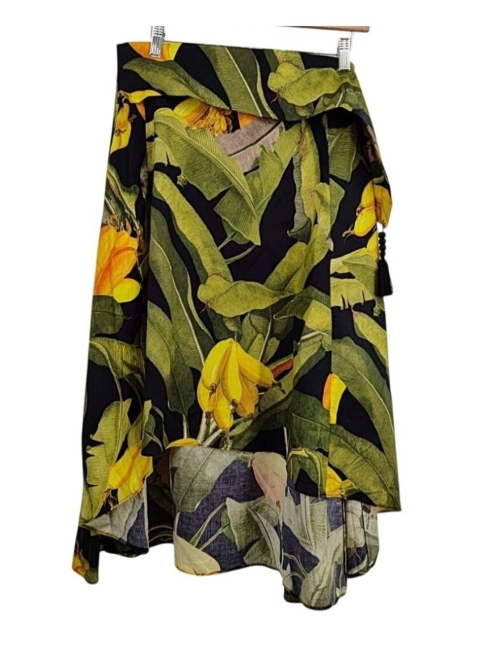 NWT Farm Rio Banana Craze Tie Front Skirt Medium Black MSRP $180